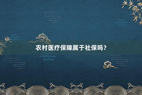 农村医疗保障属于社保吗？